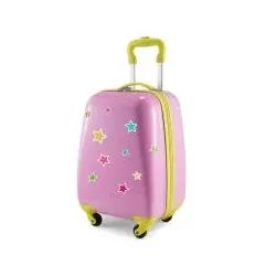 For Kids - Kindergepäck + reflektierende Aufkleber Sterne, Kinderkoffer, Hartschalenkoffer für Kinder, Handgepäck, 24 Liter, Pink