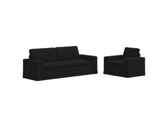 Todiikf Sofagarnitur 2-Teilig Schwarz Couch Set Stoff 222x80x82 cm Modulares Design für Wohnzimmer und Schlafzimmer mit bequemer Schaumstoff-Polsterung und stabilem Metallrahmen.