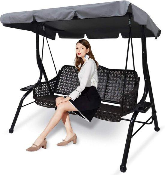 Famanu Universeel vervangend dak voor tuinschommel, 3-zits schommelbank, grijs/zilver, polyester