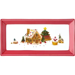 Servierplatte XMAS-Ginger Rot/Weiß ca. 36x18,5cm