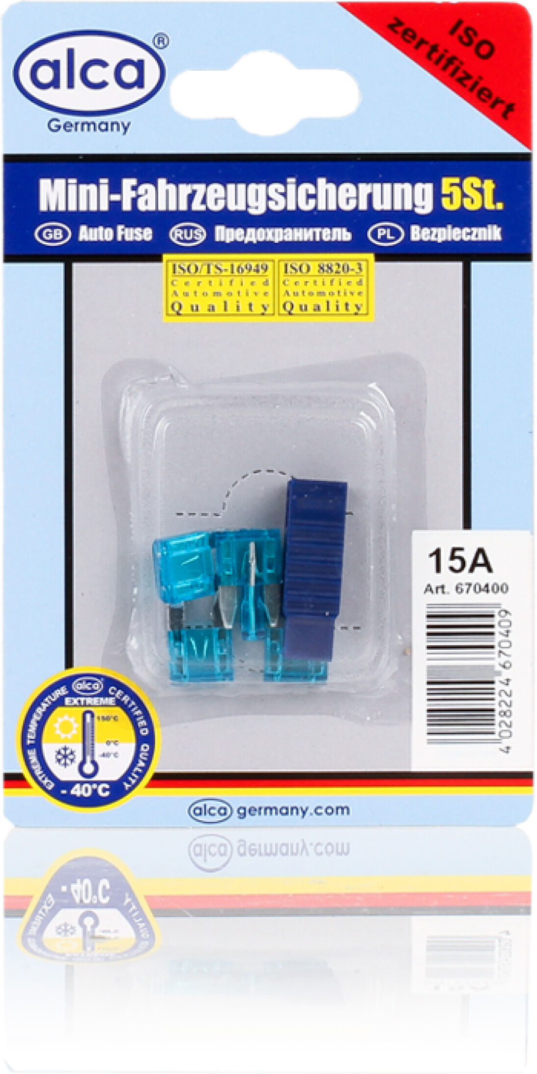 Alca Sicherung Mini-Sicherungen 15a 5st. Blister 670400