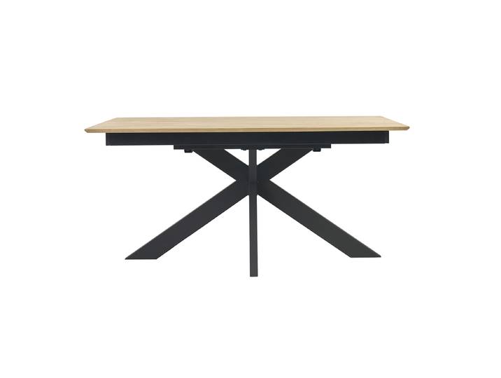 Table à manger rectangulaire extensible rallonge intégrée en bois clair chêne massif L160-245 cm AGATA