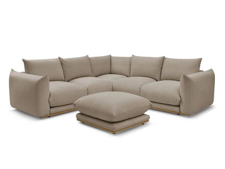 Ecksofa mit Hocker BOBOCHIC ERNEST Stoff taupe