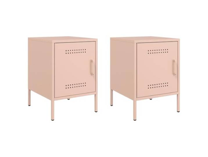 KDVXBCQJH 2er-Set Nachttische Rosa 36x39x50,5 cm Stahl Beistelltisch Praktisches 2-teiliges Schrank-Set für Schlafzimmer oder Büro, mit robuster Metalloberfläche und modernem Industrie-Look.