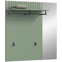 GARDEROBENPANEEL grün 106 x 106 cm, Wandgarderobe mit Spiegel