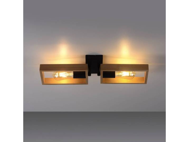 Plafondlamp Frame, dimbaar, hout licht, Woon-/ Eetkamer, Hout, plafondlamp hout