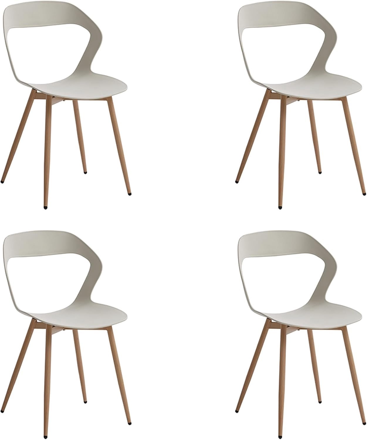 Eetkamerstoel met gesneden design en kaki polypropyleen rugleuning en metalen poten