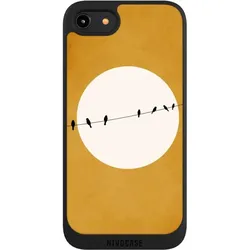 Nivocase Handyhülle für Apple iPhone 7 Hülle NIVOpure Case Schwarz Mond Nacht Vogel (Apple iPhone 7), Smartphone Hülle, Schwarz