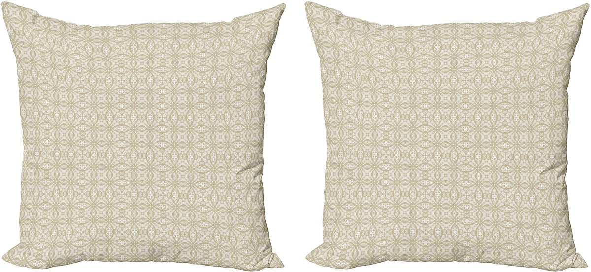 ABAKUHAUS Oosterse decoratieve kussenhoezen, 2-pack, sepia en wit, 45 x 45 cm