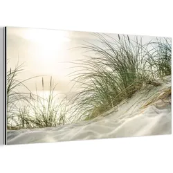 METALLBILD Dünen mit Strandhafer in der Sonne des Nationalparks Schleswig-Holsteinisches Wattenmeer 80x40 cm