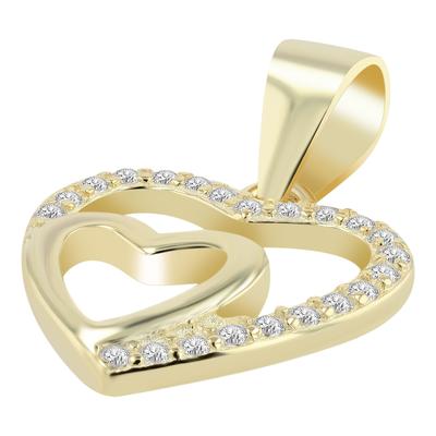 Kettenanhänger ADELIA´S "Anhänger – Herz Herzanhänger aus 925 Silber mit Zirkonia", gold (weiß), Schmuckanhänger, Damen, Silber 925 (Sterlingsilber), Kettenanhänger, Ideal zum Verschenken – schlicht und stilvoll