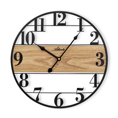 Wanduhr ATLANTA, braun (schwarz), Wanduhren, Ø 40cm, Wanduhr, Wohnzimmer, Esszimmer, Küche, Arbeitszimmer, Flur, Büro, Gästezimmer