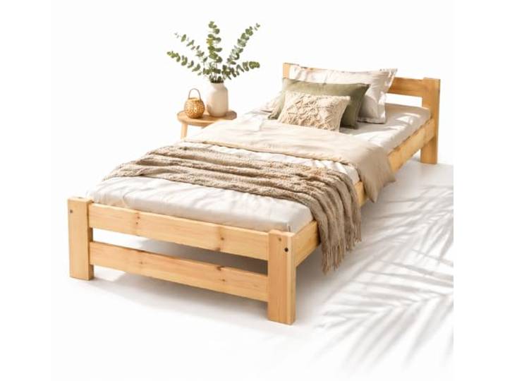 All4All Massivholzbett Reko 90x200 cm aus Kiefer - Bettgestell mit Lattenrost – stabiles Einzelbett Naturholz – ideal für Schlafzimmer, Gästezimmer & Kinderzimmer Holzbett - Bett