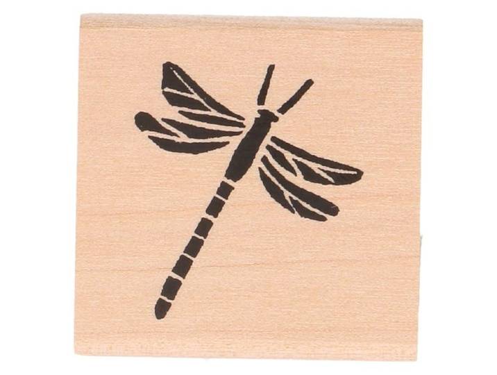 Stempel, berkenhout, libelle, 3,5 x 3,5 cm