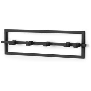 Umbra Garderobenleiste Cubiko 5, 1016881-040, schwarz, aus Metall, 53cm breit, mit 5 verschiebbaren Haken