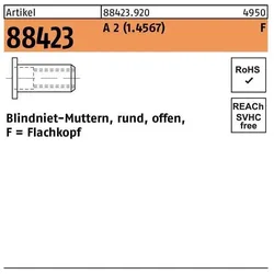 Nieten, Blindnietmutter R 88423 Flachkopf M 8 /0,25-3,5 A 2