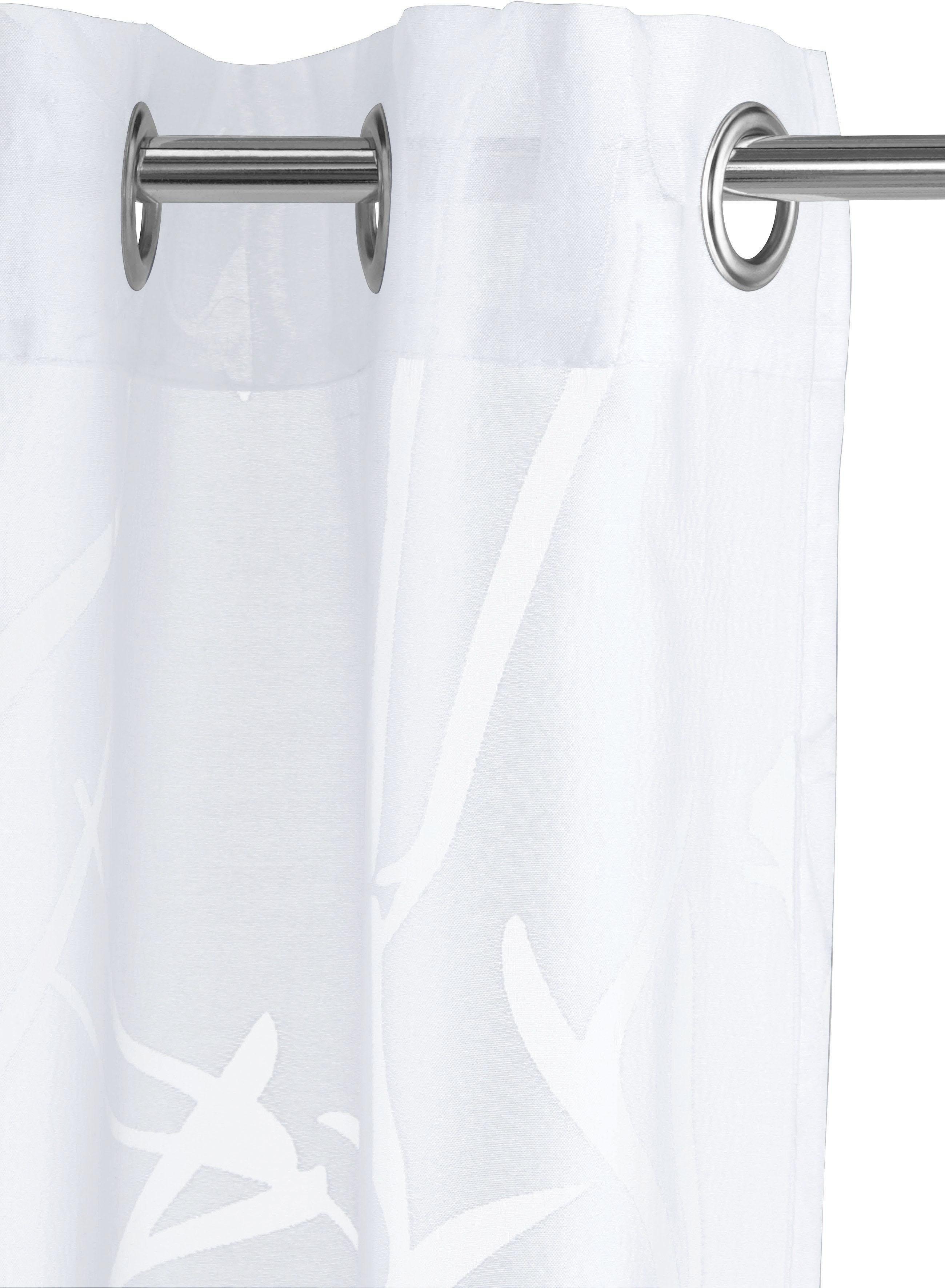 Scheibengardine OTTO HOME "Anna, 1 Stück, halbtransparent, Ösen, Äste-Motiv" Gr. 4, weiß, B:120cm H:45cm, Ausbrenner, Polyester, Gardinen, Scheibengardine, Viskose & Polyester, Äste-Motiv, Topseller