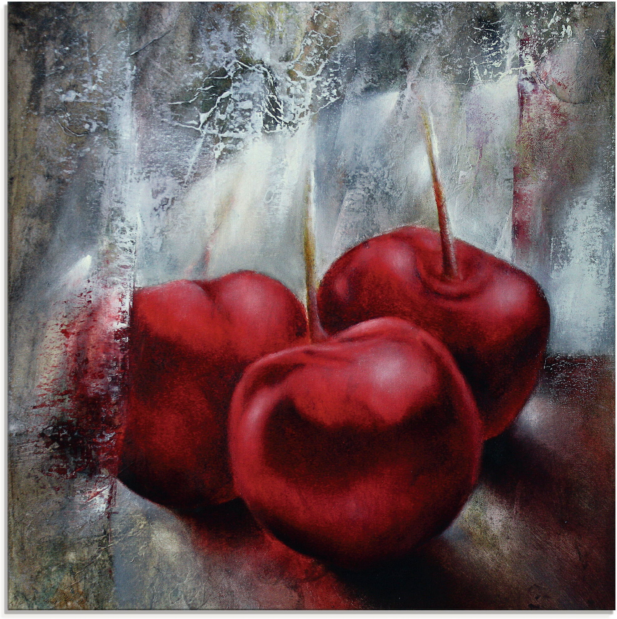 Glasbild ARTLAND "Kirschen", rot (farbe bild(er): rot), B:50cm H:50cm, Bilder, Glasbild, in verschiedenen Grössen farbe bild(er): rot B/H/T: 50cm x 50cm, Glasbild Speisen quadratisch, 1 Stk.