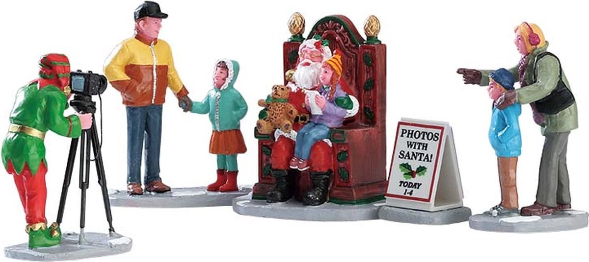 Lemax Set van 5 Kerstdorp Decoraties Photos With Santa