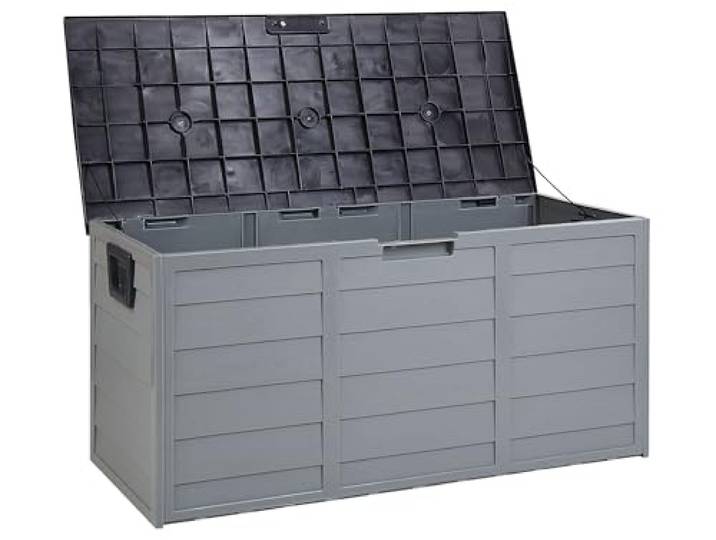 Beliani Rangement de Jardin Forme Coffre 112x50 cm en Plastique Gris avec Roulettes Locarno