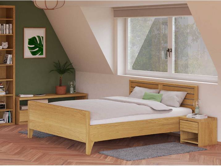 Eichenbett „Nina“ 200 x 200 cm Massivholz Eiche
