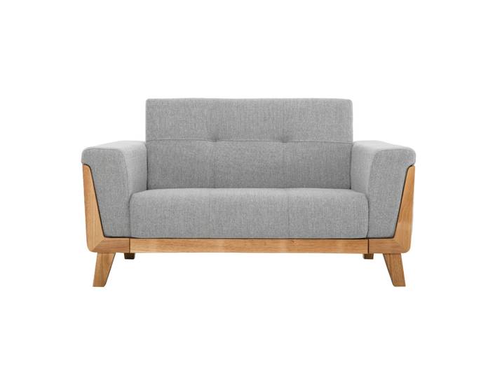 Skandinavisches Sofa 2-Sitzer in Hellgrau und Holz FJORD