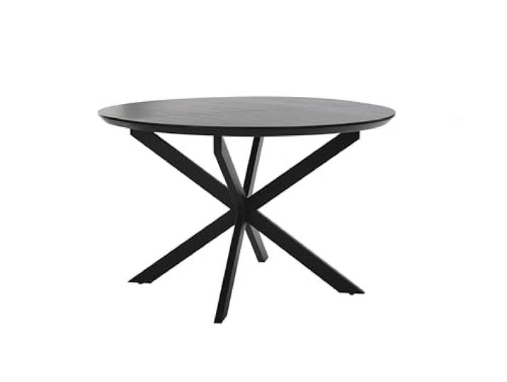 byLIVING Esstisch Oregon, ausziehbar, Schweizer Kante Tischplatte Eichen-Optik schwarz, Metallgestell schwarz, 120-160 x 110, H 76 cm