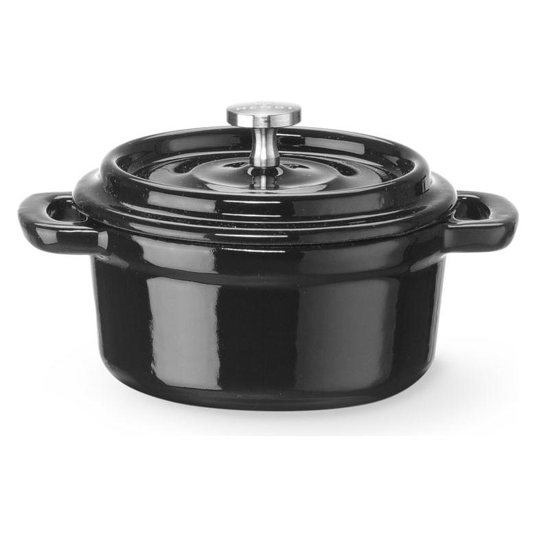 Hendi Emaillierter Gusseisentopf,, 0,27L, Schwarz, 130x100x(H)48mm (Kochtopf, Gusseisen) (62082651)