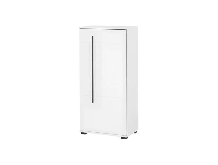 Livetastic Highboard, Weiß Hochglanz, Kunststoff, 2 Fächer, 60x126x37 cm, stehend, Wohnzimmer, Kommoden & Sideboards, Highboards