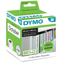 DYMO Original Etiketten für Labelwriter 59x190mm Ordner breit weiß permanent 1 x 110 Etiketten S0722480