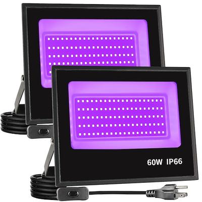 LED Schwarzlichter 1-2 Packungen von 30W 60W 120W UV-Flutlicht 395nm-405nm IP66 wasserdichtes Hochleistungs-Schwarzlichtstecker mit Schalter (59in) für Partys Bühnen UV-Harz-Härtung Farbe für