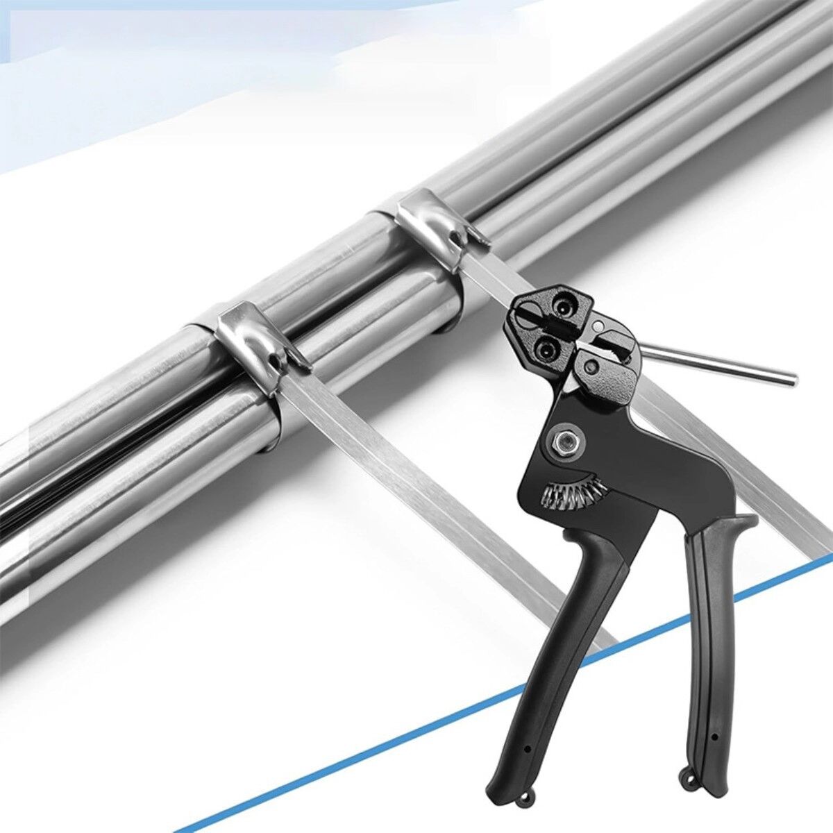 INF Pince auto-serrante pour colliers en acier inoxydable - Tension, Coupe et Sertissage intégrés, Noir, Taille: 20cmx15cm