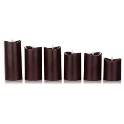 ELAMBIA 6 LED-Kerzen Stumpenkerzen, uni Flamme Luma, Timer Ø 7,5cm, H. 10-17,5cm