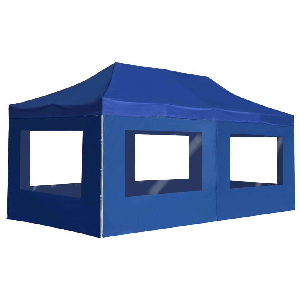 The Living Store Profi-Partyzelt Faltbar mit Wänden Aluminium 6×3m Blau