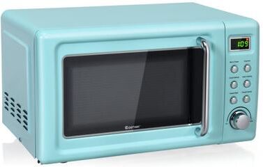 Costway 700W Retro Countertop Microwave Oven with 5 Micro Power and Auto Cooking Function-Green