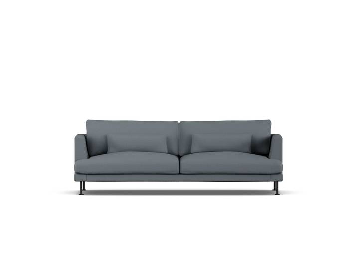 1898 Bredhult Sofa Same Blue 6678-Schwarzer Stahl, 3-sitzig