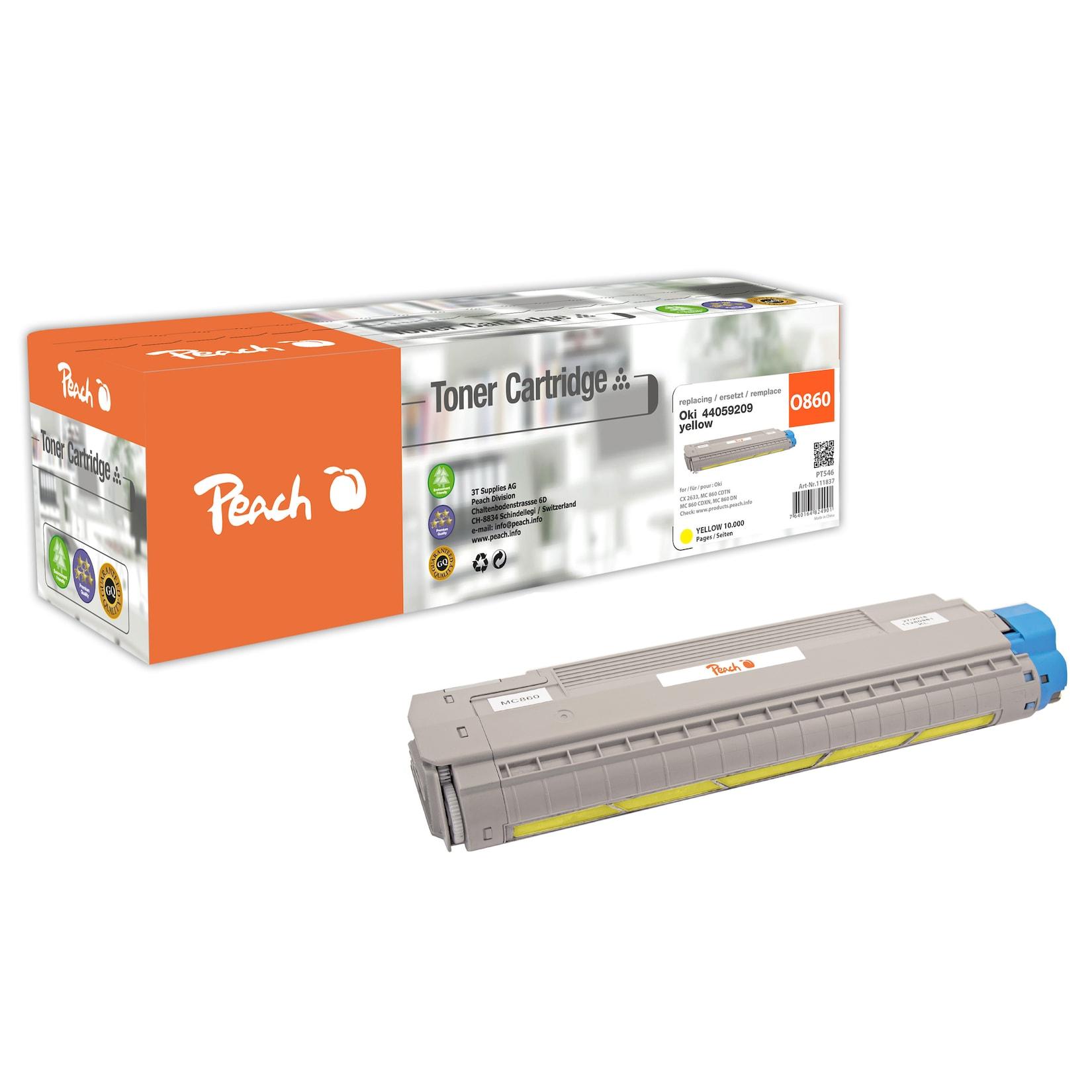 Peach O4405 Toner ye ersetzt OKI 44059209 für z.B. OKI CX 2633, OKI MC 860 CDTN, OKI MC 860 CDXN, OKI MC 860 DN (wiederaufbereitet)