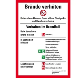 Schild I Aushang Brände verhüten, DIN 14096 Brandschutzordnung Teil A, Kunststoff, 210x297mm, ASR A1.3, DIN EN ISO 7010