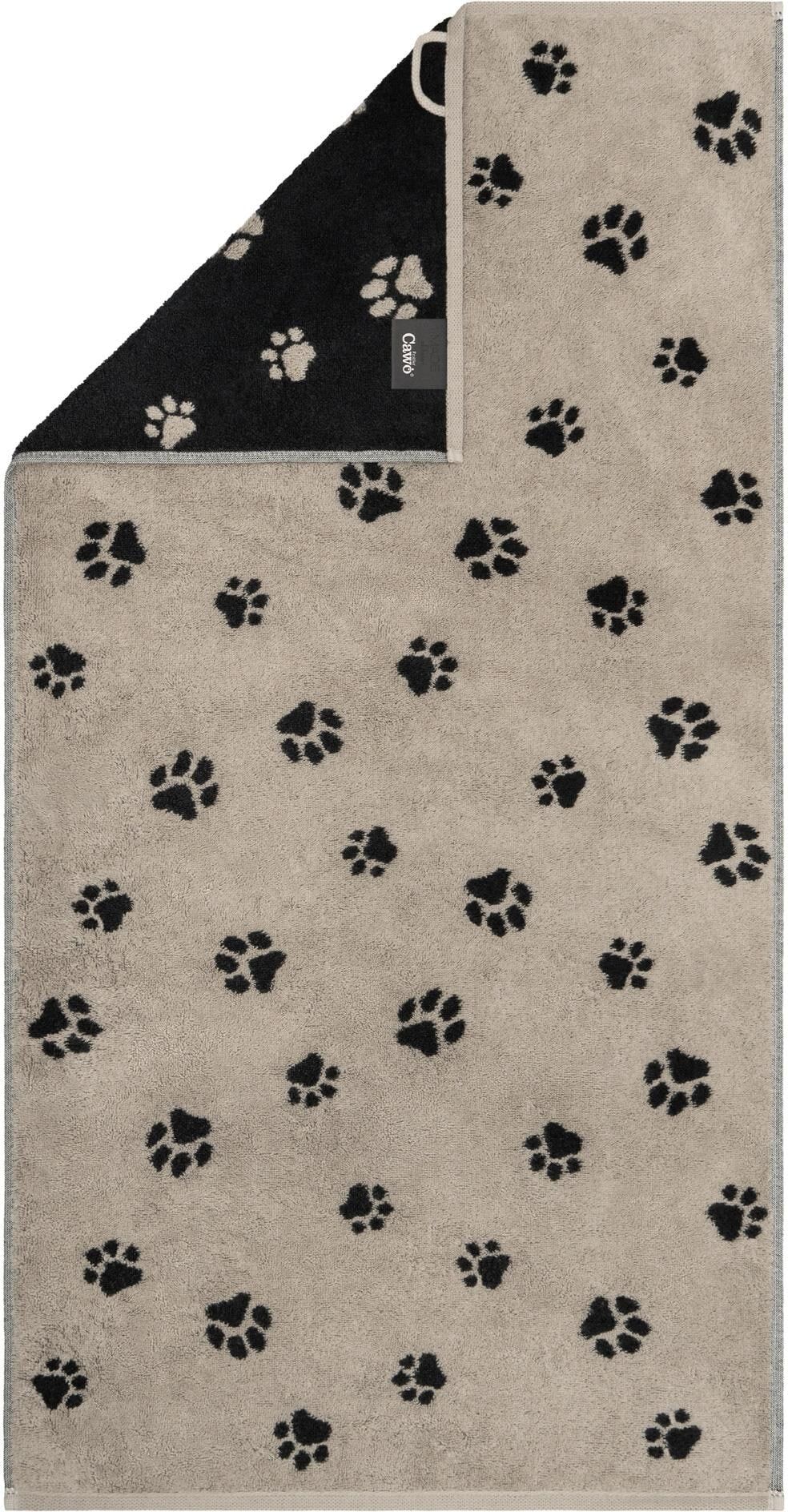 Duschtuch CAWÖ "We Love Dogs Paws, 80 x 150 cm", schwarz, B:80cm L:150cm, Baumwolle, Handtücher, Duschtuch schwarz B/L: 80cmx150cm, 1 Stk.