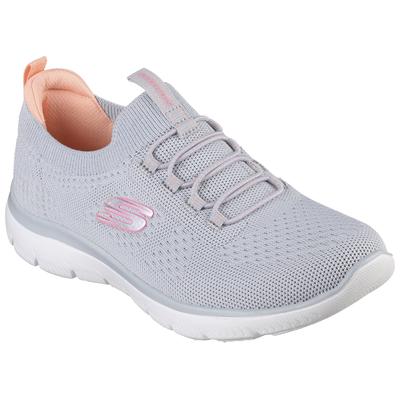 Slip-On Sneaker SKECHERS "SUMMITS", Damen, Gr. 40, Textil, grau (grau, meliert), meliert, Schuhe, Freizeitschuh, Halbschuh, Slipper mit flexibler Traktionslaufsohle
