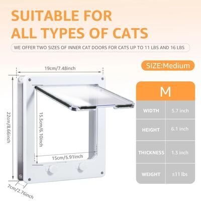 Uplifted Finds White Plastic Interior Pet Flap Door With 4 Way Locking System m