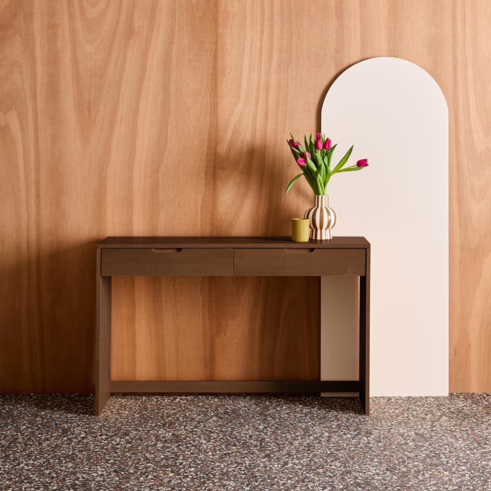 sweeek Console décor bois 2 tiroirs 120cm noyer Marron 120x75x35cm