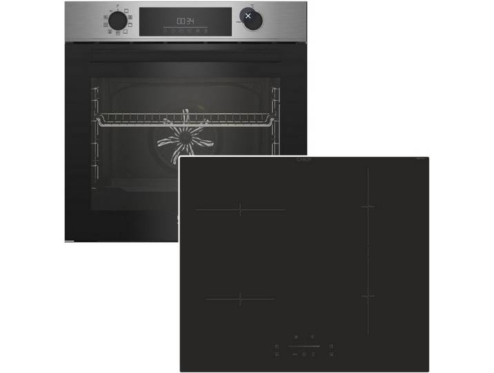 BEKO Backofen-Set Pyrolyse Kindersicherung + Candy Induktionskochfeld Booster hOn-App, mit Nachrüstbar, Pyrolyse-Selbstreinigung