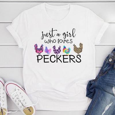 ForAllApparel Just A Girl Who Loves Peckers T Shirt White 2XL
