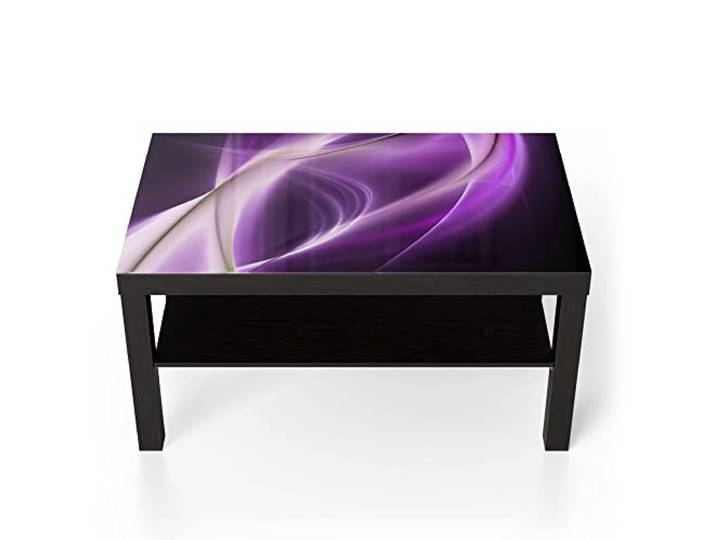DEQORI Glastisch schwarz groß 90x50 cm Motiv Ultraviolettes Lichtspiel ausgefallener Beistelltisch aus Glas Hochglanz Couchtisch fürs Wohnzimmer moderner Couch Tisch mit Design