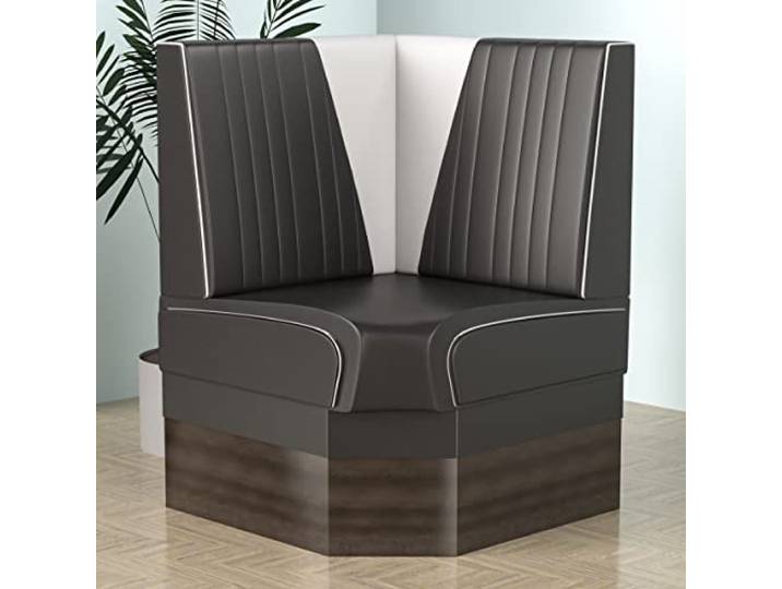 GGMMÖBEL Diner Vegas 2 Diner Eckbank B:H 64 x 103 cm V-Steppung Schwarz Leder American Diner Möbel, American Dinerbank