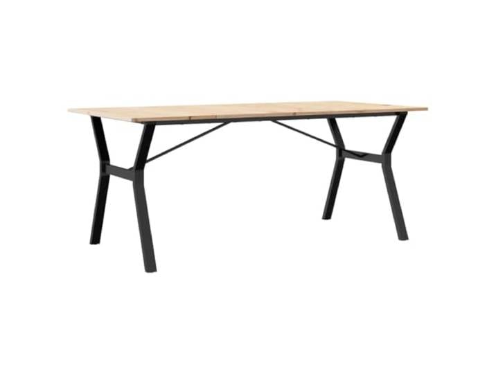 KDACVBMG Esstisch, Y-Rahmen, 180 x 90 x 75 cm, Kiefernholz, massiv, Stahl Mahlzeiten mit Familie oder Freunden, Naturholz, gerade Maserung, rustikale Knoten, stabile Struktur