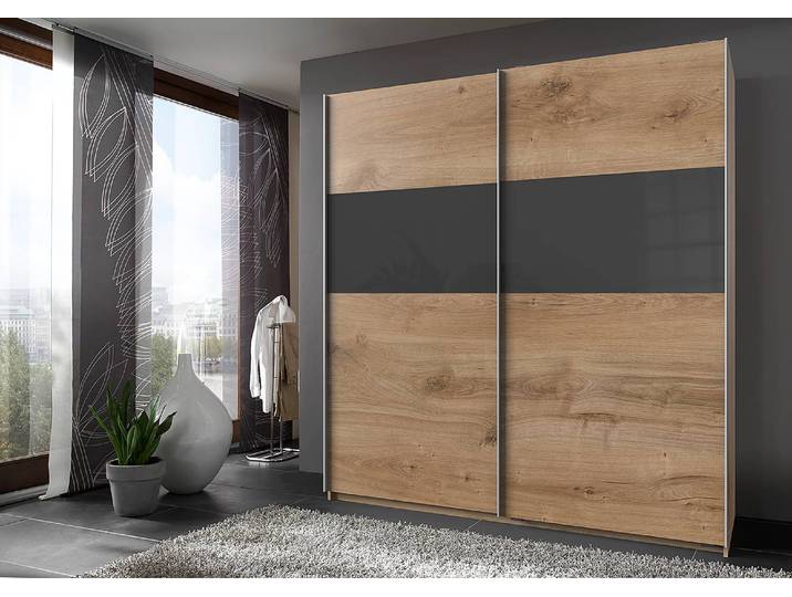 Schwebetürenschrank Bramfeld 1 135cm Braun/Eiche Dekor/Graphit