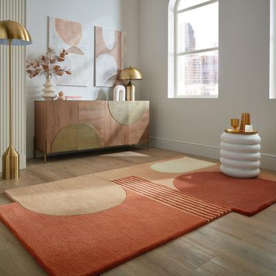 Teppich FLAIR RUGS "LOZENGE", orange (terracotta), B:150cm H:10mm L:240cm, Wolle, Teppiche, Teppich, Kurzflor, Retro Muster