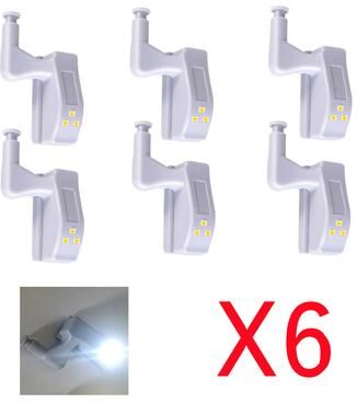 Universal Stock LED Cabinet Hinge Light Wardrobe Sensor Light Under Cabinet Lights white Light 6 Pcs